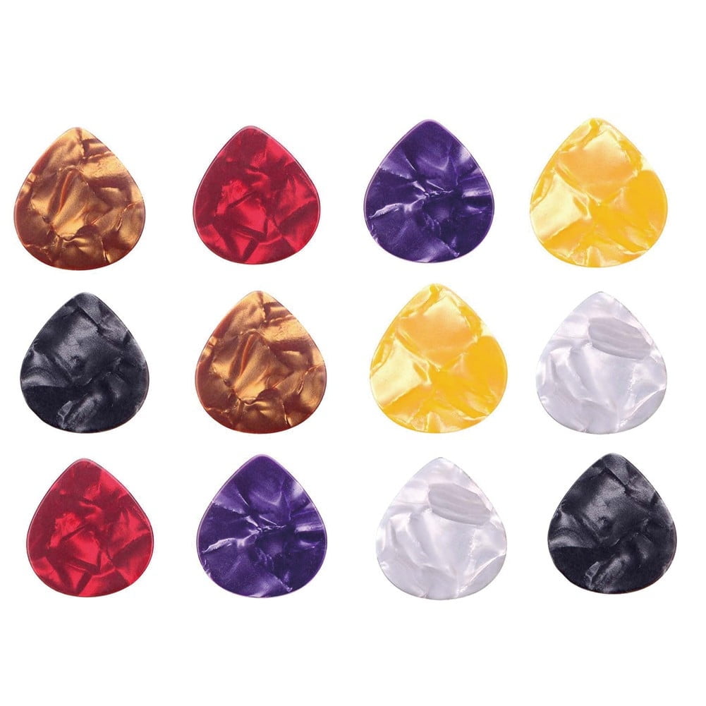12PCS Guitar Picks Plectrums Celluloid For Acoustic Electric Guitar Bass 0.75mm 1mm