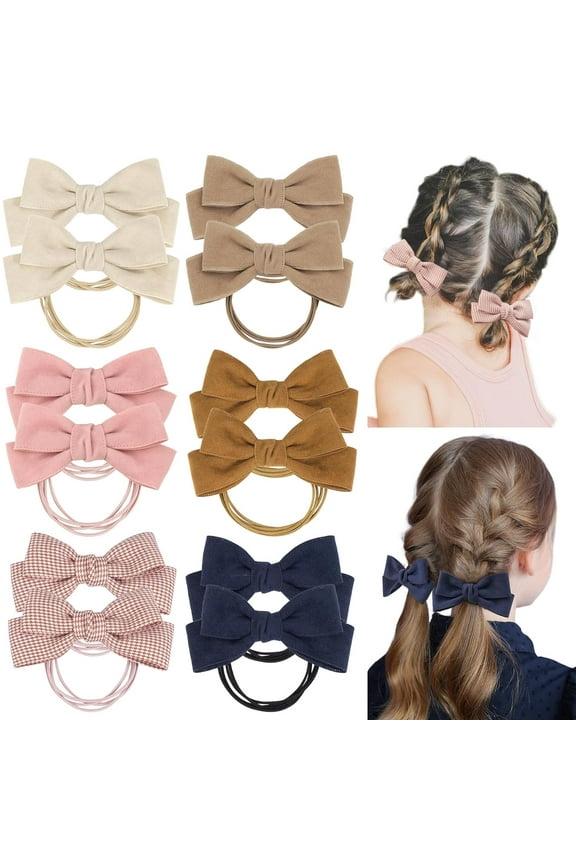 12PCS Hair Bows Ties, Hair Rubber Bands Soft Elastic Nylon Hair Bands, Pigtails Ponytail Holders Hair Accessories for Girls Kids Children