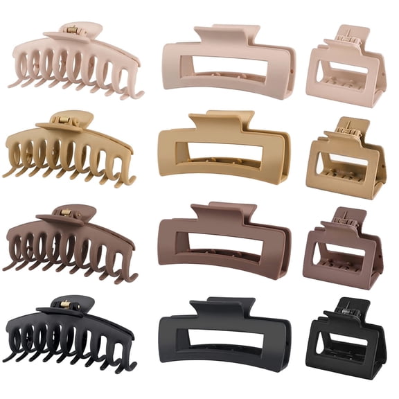 12PCS Hair Claw Clips for Women Thick and Thin Hair Accessories Soft Matte Rubber Coating and Powerful Metal Spring