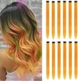 thumbnail image 1 of 12PCS Hair Extensions Party HigFrifoshsights Colorful Clip in Hair Extensions 22 Inch Straight Synthetic Hairpieces for Women Kids Girls Halloween Christmas Cosplay(Pumpkin Yellow), 1 of 5
