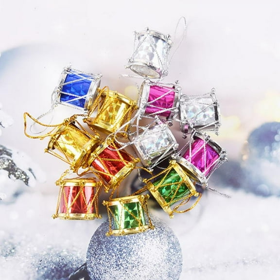 12PCS Hanging Drums Christmas Tree Pendants Hanging Ornaments Home Decorations
