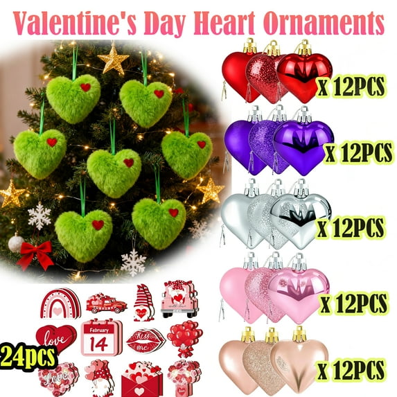 12PCS Heart Shaped Hanging Ornaments, Colorful Romantic Shimmering Heart Decorations for Valentines Day Party Wedding Anniversary Home Decor, AKLJWH, Green