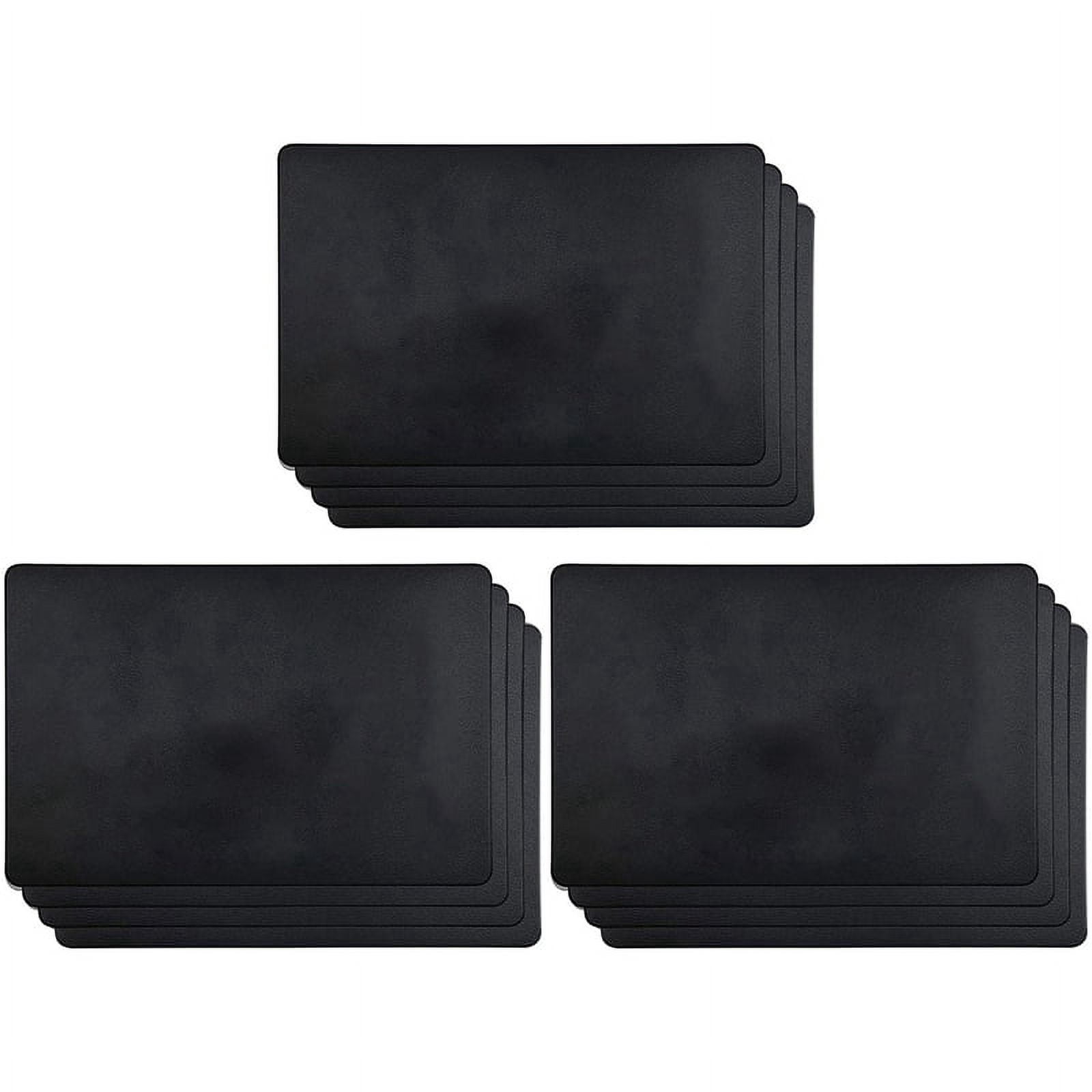 12PCS Heat- Artificial Leather Placemats, Waterproof (Black)