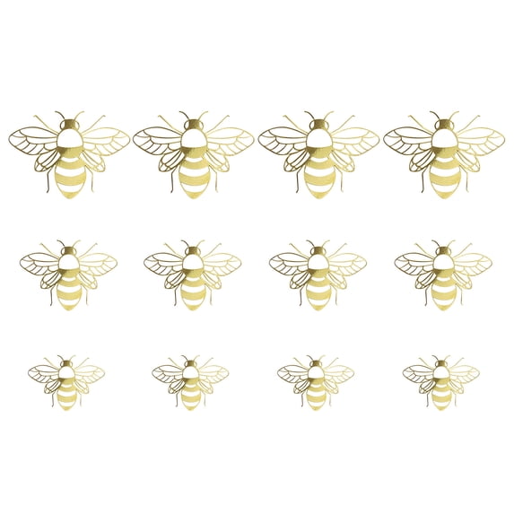 12PCS Hollow Bee Wall Stickers - Foldable Cardboard Decor, Strong Stickiness, For Party/Nursery/Home