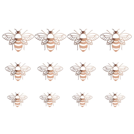 12PCS Hollow Bee Wall Stickers - Foldable Cardboard Decor, Strong Stickiness, For Party/Nursery/Home