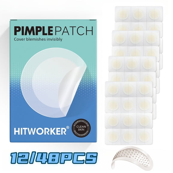 12PCS Hydrocolloid Acne Blemish Patches With Tea Tree Oil & Hyaluronic Acid, Invisible Pimple Covering Patch