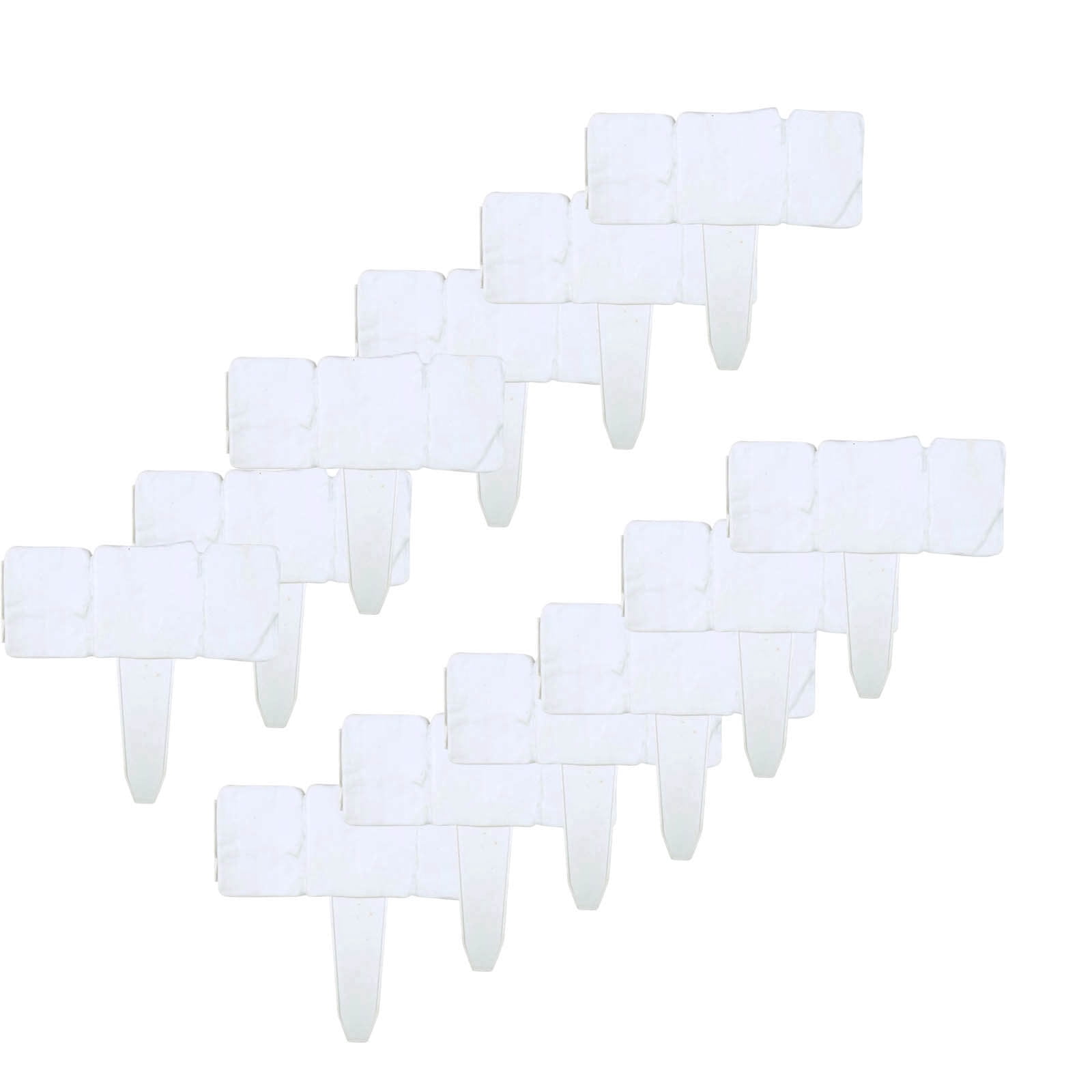 12PCS Imitation Stone Garden Fence Plastic Retaining Edging Border, Stone Look Landscape Decor Connecting Decorative Panels, Flower Bed Path Lawn Outdoor Picket Yard Grass Edge