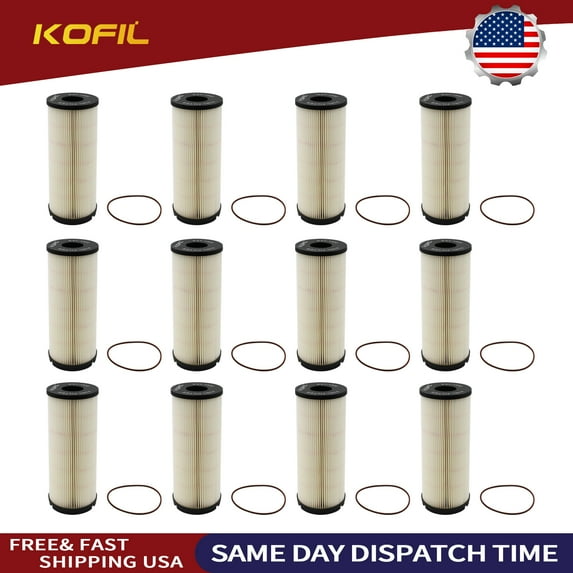 12PCS K37-1022 Fuel Filter Compatible with Peterbilt Kenworth Truck EPA 17 MX-13 MX-11 2007-up Replaces FS20208 WF10518 PF46237 PF46237 FX56237