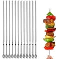 thumbnail image 1 of 12PCS Kabob Skewers Flat Metal BBQ Barbecue Skewer 15" Long Stainless Steel Shish Kebob Sticks Wide Reusable Grilling Skewers Set for Meat Shrimp Chicken Vegetable, 12 Pack, 1 of 8