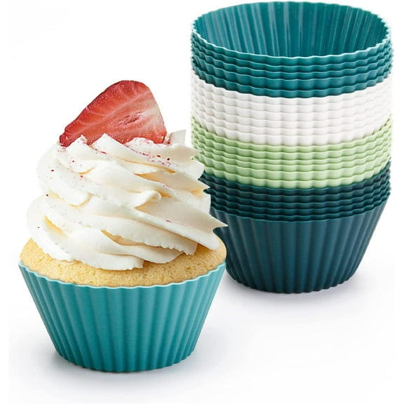 Dalrosia 12PCS Kitchen Reusable Silicone Baking Cups - Dishwasher Safe, BPA Free