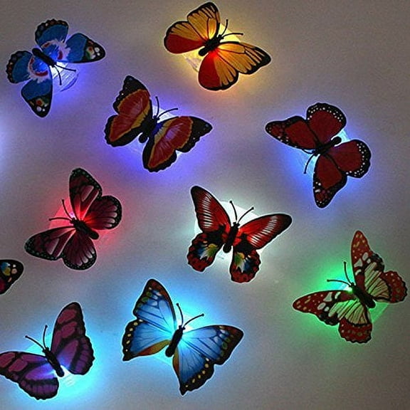 12PCS LED Butterfly Wall Decals - 3D Butterflies Decor for Wall Removable Mural Stickers Home Decoration Kids Room Bedroom Decor (Random colors)