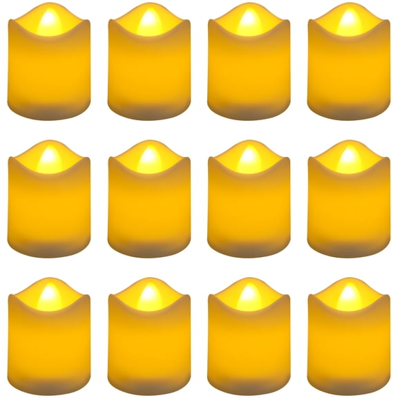12PCS Flameless Votive Candles Electric Fake Candle Battery Operated LED Tea Lights in Warm White for Wedding, Table, Halloween,Christmas Decorations