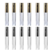 12PCS Labial Glair Tube Lip Gloss Bottle Lip Tubes Lip Color Container Subpackaging Holder (Silver and Golden)