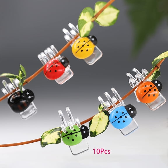 12PCS Ladybug Plant Support Clips, Adjustable & Reusable Garden Clips for Orchids, Vines, and Climbing Plants, Multicolor