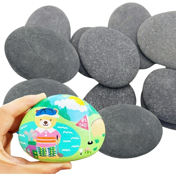 12PCS Large Painting Rocks, 3“-4” River Rocks for Painting , DIY Rocks Flat & Smooth Kindness Rocks for Arts, Crafts, Decoration