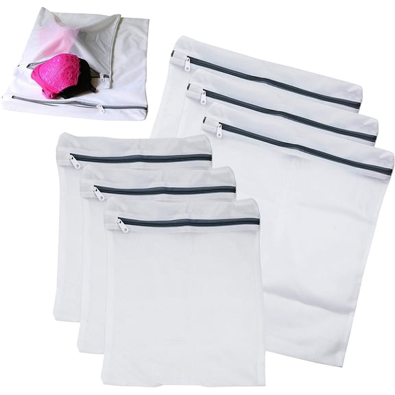 TiokMc 12Pcs Laundry Delicates Mesh Bag Set with Rustproof Zipper and Elastic Covering, Ideal for Blouse, Hosiery, Stocking, and Delicate Clothes Storage
