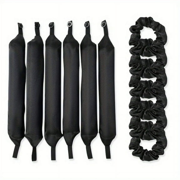 12PCS Lazy Hair Curler Set with Button Foam Rollers Big Wavy Curling Tube Foam Hair Curling Tool