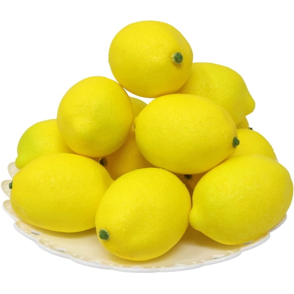 12PCS Lifelike Artificial Lemon, Realistic Faux Lemon Fake Fruit, Simulation Fruits Model Props, for Home Decoration, Display Cabinet, Photography, Party, Festival Decoration