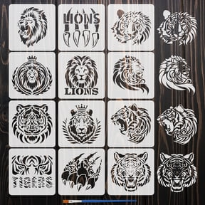 12PCS Lion and Tiger Stencils