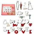 thumbnail image 1 of 12PCS Love Theme Cookie Cutters Set, Stainless Steel Romantic Cookies Cutter includes Arrowed Heart, Couple, Heart, I Love You, Wedding Dress and Key Baking Mold Decorations, 1 of 9