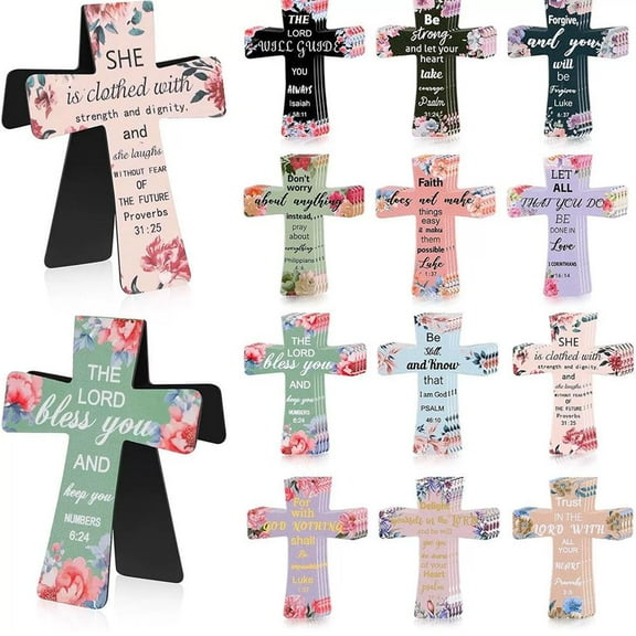12PCS Magnetic Cross Bookmarks Bulk, Christian Magnetic Bookmark, Religious Bible Verses Bookmarks Gift with Inspiration Sayings for Bible Study, Readers, Teachers, Students