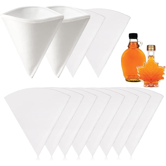 12PCS Maple Syrup Filter Set, 2PCS Heavy Duty Maple Filter and 10PCS Pre-Filters for Maples Syrup Filtration, Reusable Non Woven Oil Strainer, Premium Cones Coffee Filter for Home Kitchen Cafes
