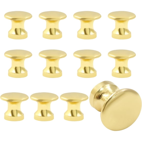 12PCS Mini Cabinet Drawer Knobs, 11.5mm Metal Dresser Drawer Handles, Small Knobs for Jewelry Box, Gift Case (Gold)