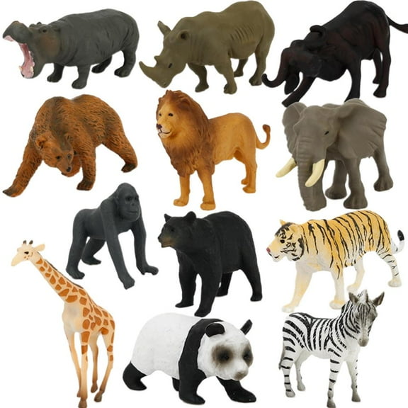 12PCS Mini Forest Animals Figures Toy Simulation Forest Animals Figurines Playset PVC Wild Animal Cognitive Toys for Children