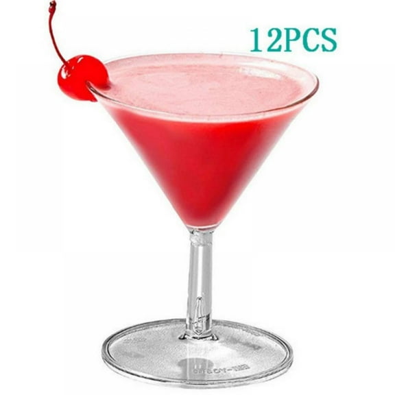12PCS Mini Plastic Martini Glasses, 2 oz Clear Mini Dessert Cups Wine Shooter Shot Glasses Candy Bowls Trifle Party Bowl