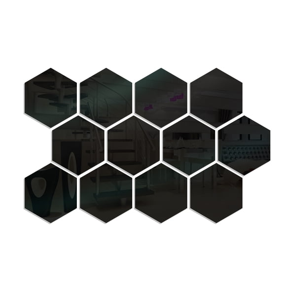 12PCS Mirror Wall Decals Hexagon Wall Stickers Removable Acrylic Decorative Mirror DIY Home Decorations for Bedroom Bathroom Living Room