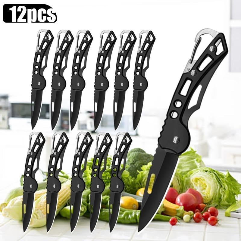 12PCS Multi-function Fruit Cutting Knife Stainless Steel Pocket Folding Knife For Outdoor BBQ Utility Knife Meat Cleaver Boning Butcher Knife Camping Knife Small Knife