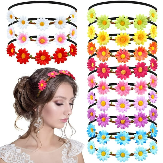 12PCS Multicolor Lady Girl Fashion Flower Crown Floral Garland Headbands for Festival Wedding Party