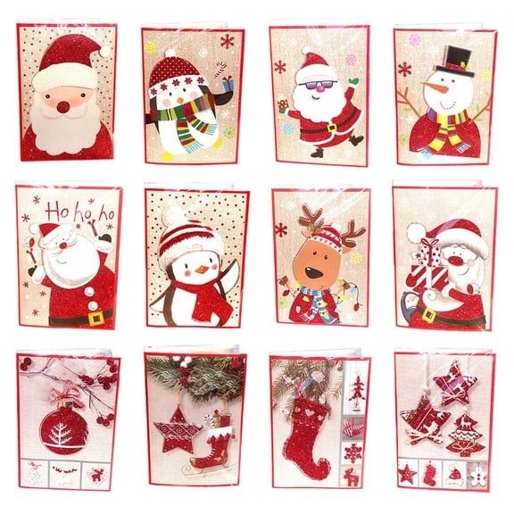 12PCS Musical Christmas Cards Feature Random Festival Pattern and Quality Paper for Holiday Gifting