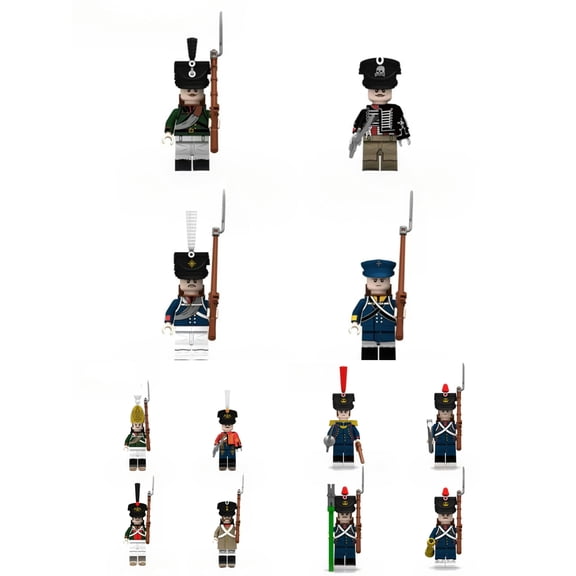12PCS Napoleon Wars Russian Artillery Foot Guard Uhlan Soldiers Minifigures Collection Building Block Action Figures Toys Set