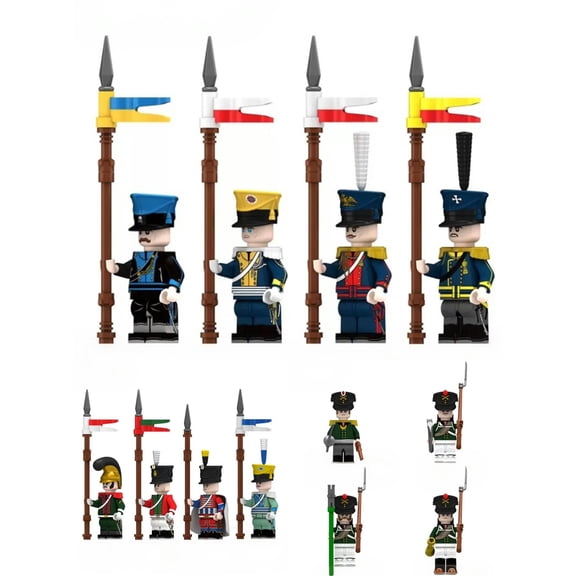 12PCS Napoleon Wars Russian Artillery Foot Guard Uhlan Soldiers Minifigures Collection Building Block Action Figures Toys Set