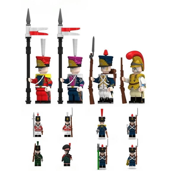 12PCS Napoleon Wars Russian Artillery Foot Guard Uhlan Soldiers Minifigures Collection Building Block Action Figures Toys Set
