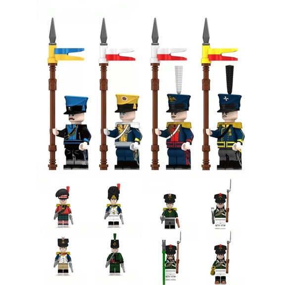 12PCS Napoleon Wars Russian Artillery Foot Guard Uhlan Soldiers Minifigures Collection Building Block Action Figures Toys Set