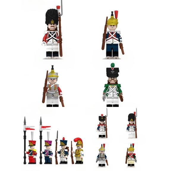 12PCS Napoleon Wars Russian Artillery Foot Guard Uhlan Soldiers Minifigures Collection Building Block Action Figures Toys Set