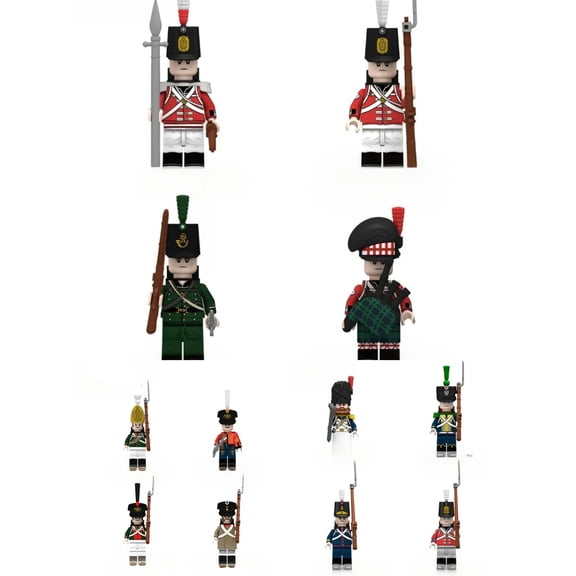 12PCS Napoleon Wars Russian Artillery Foot Guard Uhlan Soldiers Minifigures Collection Building Block Action Figures Toys Set