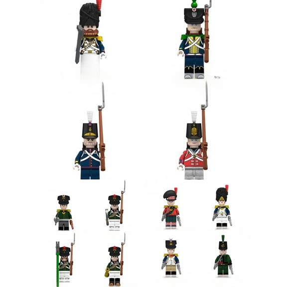 12PCS Napoleon Wars Russian Artillery Foot Guard Uhlan Soldiers Minifigures Collection Building Block Action Figures Toys Set
