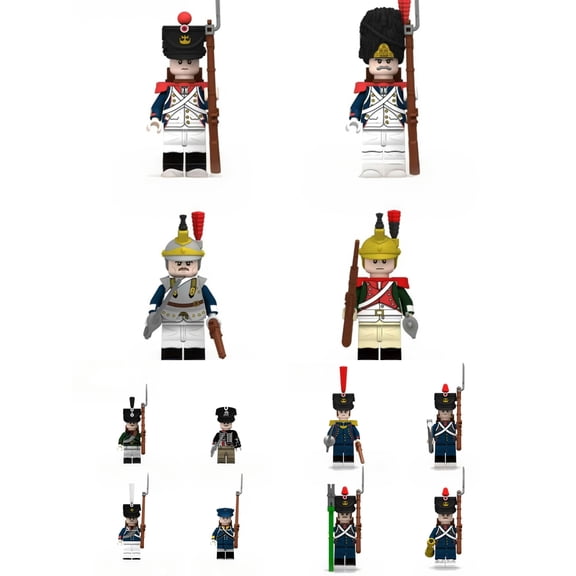 12PCS Napoleon Wars Russian Artillery Foot Guard Uhlan Soldiers Minifigures Collection Building Block Action Figures Toys Set