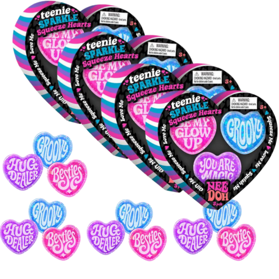 12PCS Needo Heart Squeeze Sensory Toys Set of 3, Valentines Day Gifts for Classroom, Slow Rise Sugar Ball Sensory Fidget Toys, Heart Stress Ball, Heart Shape Stress Toys for Hand Exercise