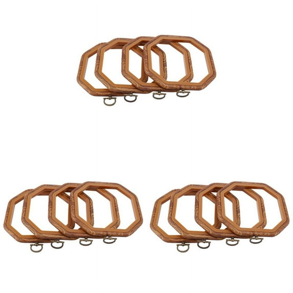 12PCS Octagon Embroidery Hoops Imitated Wood Hoop Set Display Frame for Art Craft Handy Sewing and Hanging