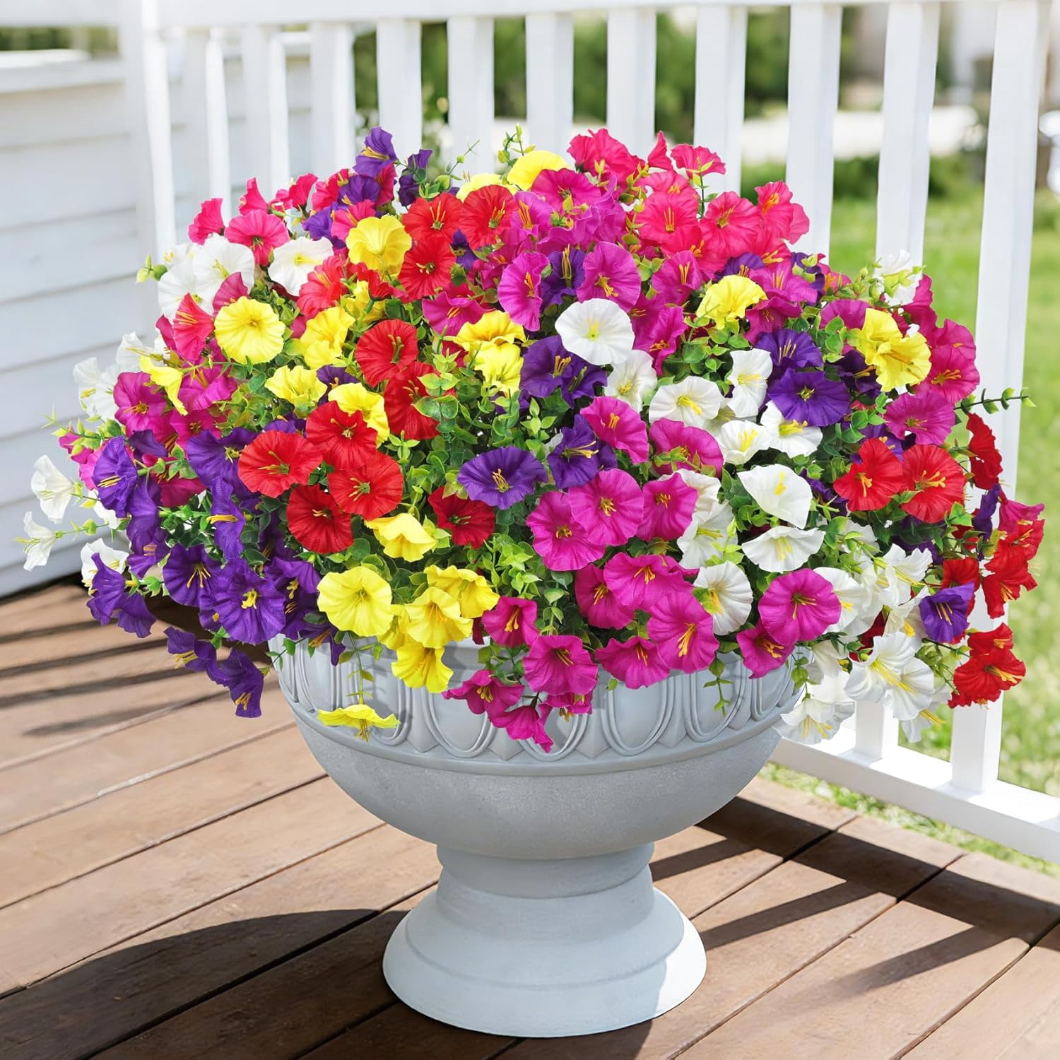 12PCS Outdoor Artificial Flowers, UV Resistant No Fade Faux Greenery, Spring Summer Decoration for Garden Porch Yard Home Cemetery Decor