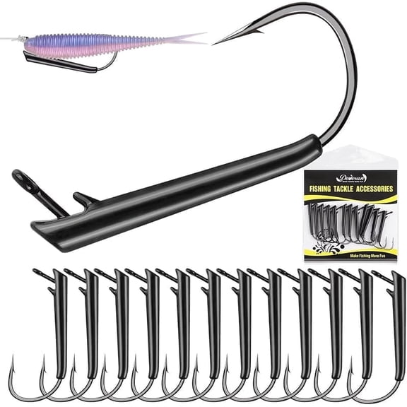 12PCS Ozark Rig Fishing Hooks Weedless Jig Heads for Fishing, 3/0 Texas Rig Hooks Jig Heads for Saltwater & Freshwater 1/4OZ
