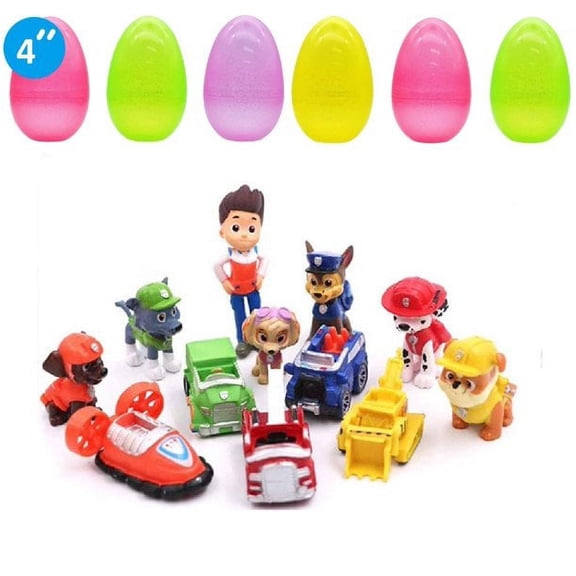 12PCS Paw Dogs Patrol Figurines Action Figure for Cake Toppers Paw Cake Decorations, Birthday Party - Bonus 6Pcs Jumbo Egg Included!