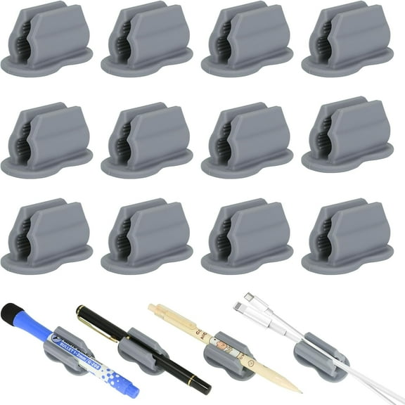 12PCS Pen Holder for Desk Adhesive Pen Pencil Holder Wall Clipboard Car Silicone Markers Organizer Teacher Office Supplies