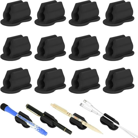 12PCS Pen Holder for Desk Adhesive Pen Pencil Holder Wall Clipboard Car Silicone Markers Organizer Teacher Office Supplies