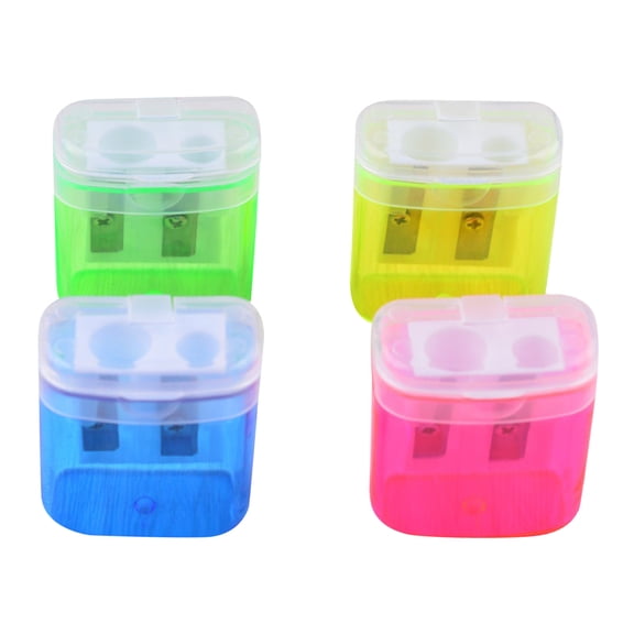 12PCS Pencil Sharpener Manual, Assorted Color Small Dual Hole Pencil Sharpeners Bulk with Lid with Lid for classroom Office Home, Multicolor