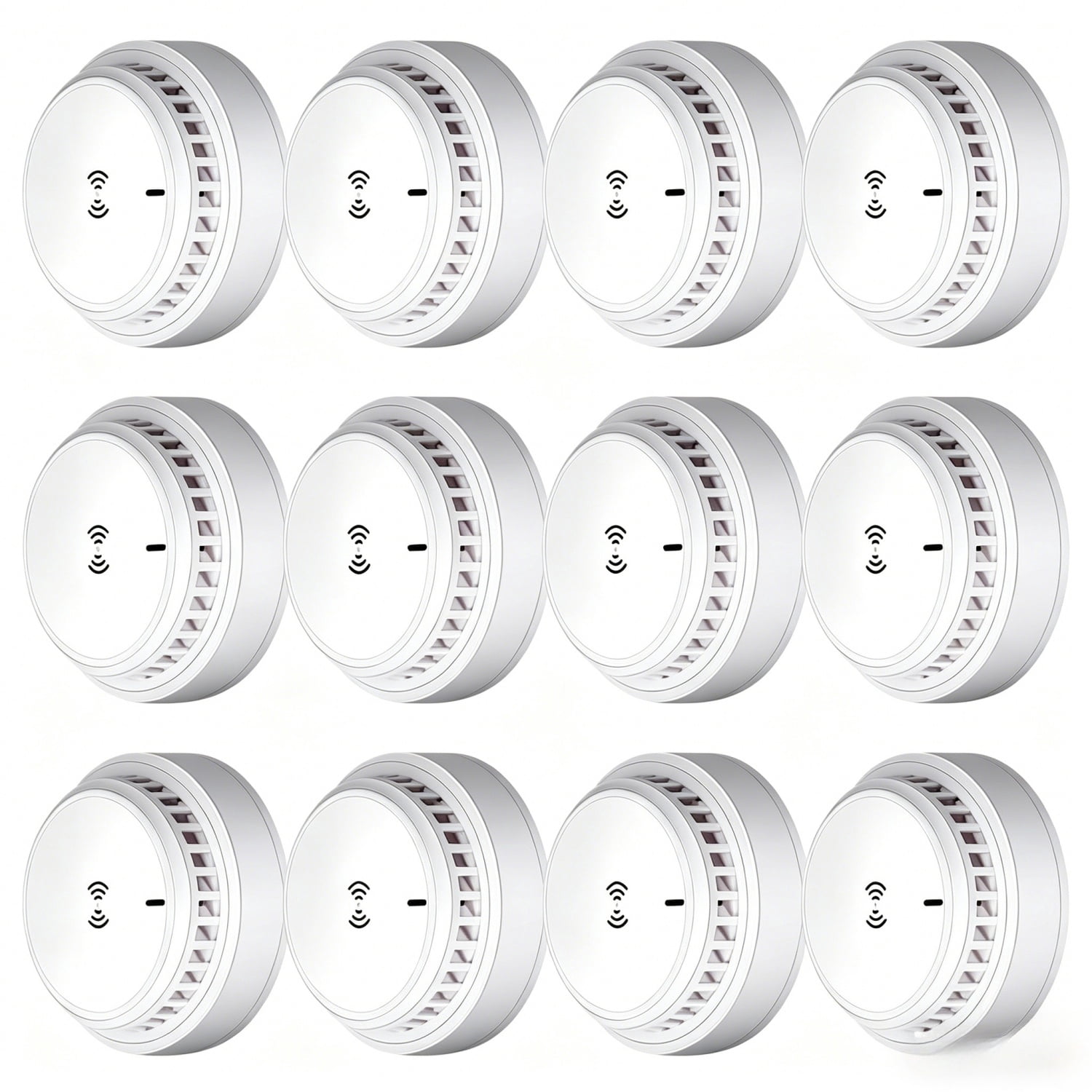 12PCS Photoelectric Smoke Alarm Detector, Home Fire Safety Sensor Alert, 3V AA Battery Operated, No Wiring Required